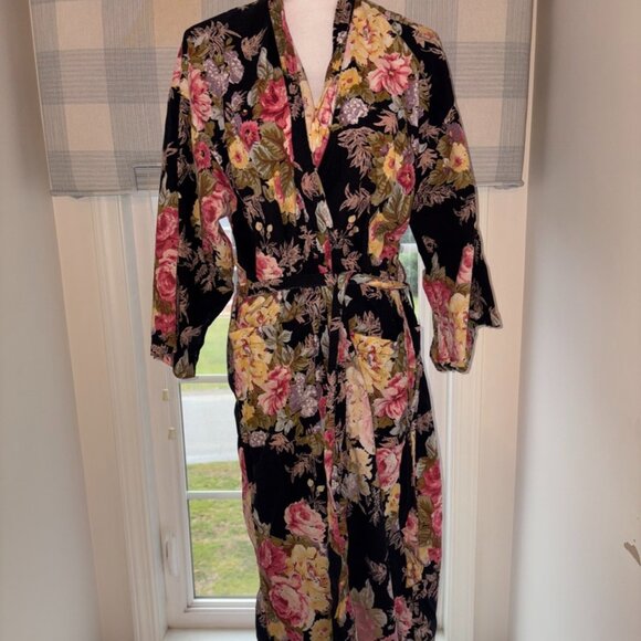 Vintage Christian Dior Rose Floral Robe Sleep Intimate One Size Oversized - Picture 1 of 16